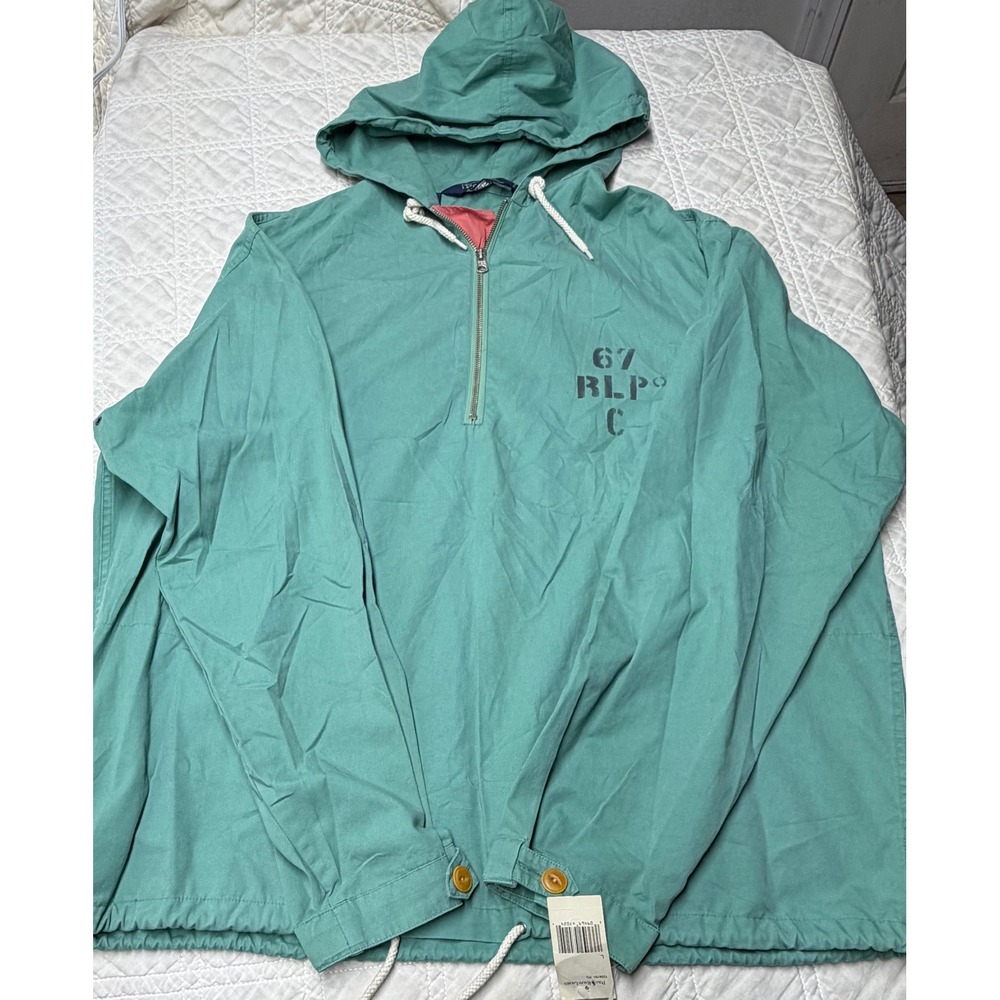 Polo Ralph Lauren jacket Mens L Teal 67 RLPC 1/4 Zip military anorak VTG
